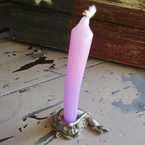 Vintage Goddess Lady Candle Holder Pewter